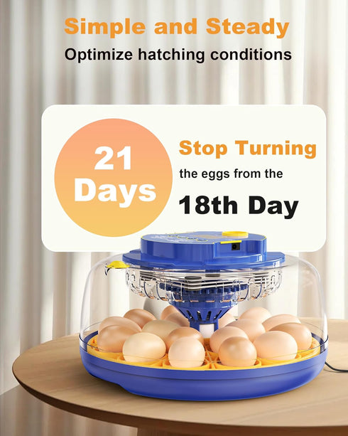 18 Chicken Egg Incubators for Hatching Eggs: Egg Incubator with Automatic Egg Turning and Humidity Control - Egg