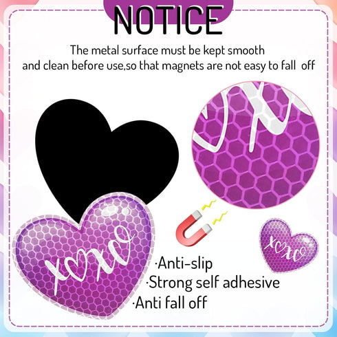 18Pcs Valentine's Day Reflective Car Magnets, Cute Conversation Heart Fridge Stickers for Mailbox, Cabinets