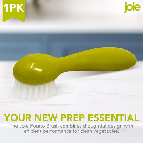 Joie Potato Scrub Brush - Ergonomic Easy Grip Handle for Cleaning Vegetables and Fruits, BPA-Free, Dishwasher Safe,