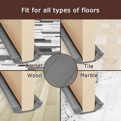 Waterproof Twin Door Draft Stopper - Adjustable Size 30" to 36" Weather Stripping Noise Blocker