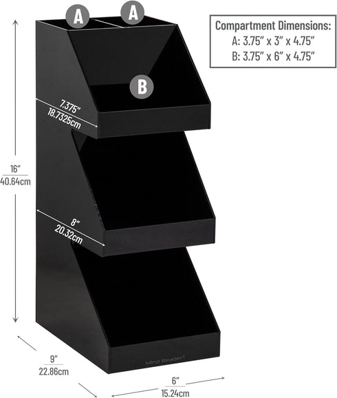 Mind Reader Coffee Tea Utensil and Condiment Station, Countertop Organizer, Black, 6"L x 9"W x 16"H