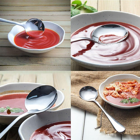 HornTide 6-Piece Soup Spoon Set, Stainless Steel Bouillon Flatware, 6.5-Inch