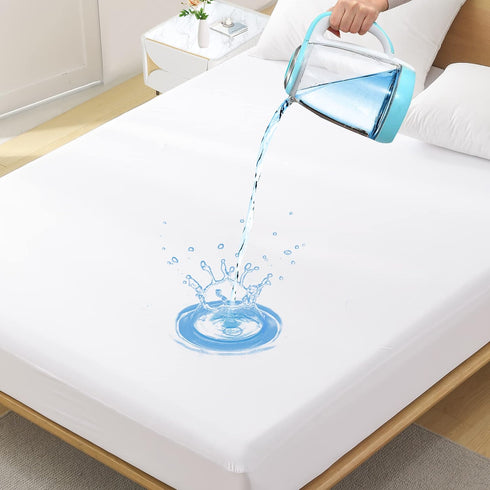 Twin Waterproof Mattress Protector - Noiseless, Breathable, Machine Washable Fitted Mattress Cover