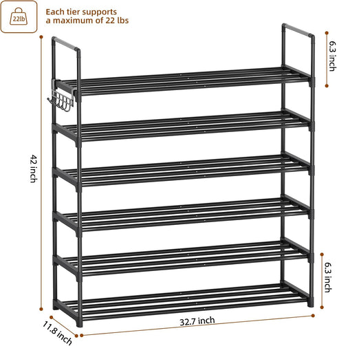 Saincustom 6 Closet, Tier Shoe Rack, Shoe Rack for Shoe Organizer for Entryway, Shoe Storage for Front Door Entrance