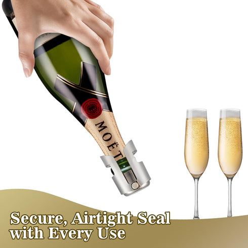 I-MART Pack of 6 Stainless Steel Champagne Stoppers - Prosecco & Sparkling Wine Bottle Stopper