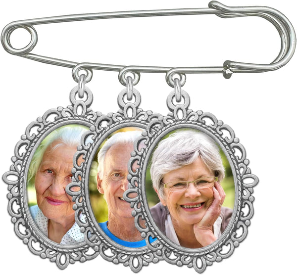 Wedding Boutonniere Photo Charm Bouquet Pin Lapel for Mother of the Bride Groom with Photo Resizing Software