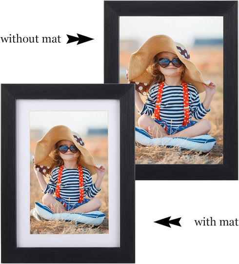 Giftgarden 4x6 Picture Frame Set of 4, 5x7 Frames Matted for 4x6 Pictures or 5x7 Photos, Black Wall Hanging or Tabletop