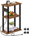 TUTOTAK Small Narrow Side Table with Charging Station, Skinny End Table for
