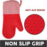 MIJOTEX Heat Resistant Silicone Oven Mitts, Set of 2 Extra Long Quilted Liner, 13 inch (RED)