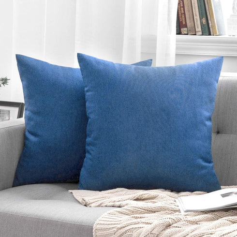 MIULEE Pack of 2 Decorative Outdoor Solid Waterproof Throw Pillow Covers, Faux Linen Cushion Cases for Summer Patio