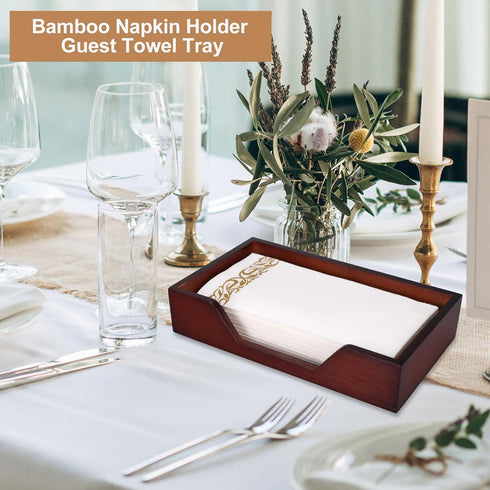 Gtencemen Bamboo Napkin Holder for Kitchen Table Bathroom Paper Towel Holder Farmhouse Flat Napkin Holders Brown Guest