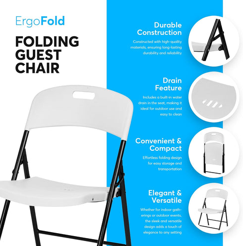 Commercial 350lb 1 Pack) Oline Folding Chair, Indoor Outdoor Plastic Stackable Foldable Guest Chairs for Events Office