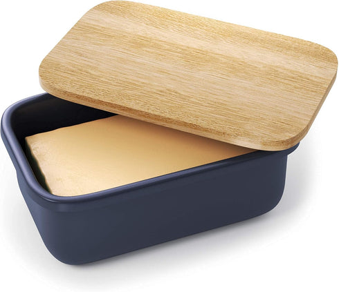Butter Dish with Lid - Large and Small Tray, Countertop & Fridge Butter Keeper, Storage Box, Mantequillera