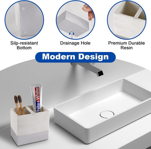 Toothbrush and Toothpaste Holder, Anti-Slip Bathroom Countertop Organizer, Electric Vanity Caddy for Family Storage