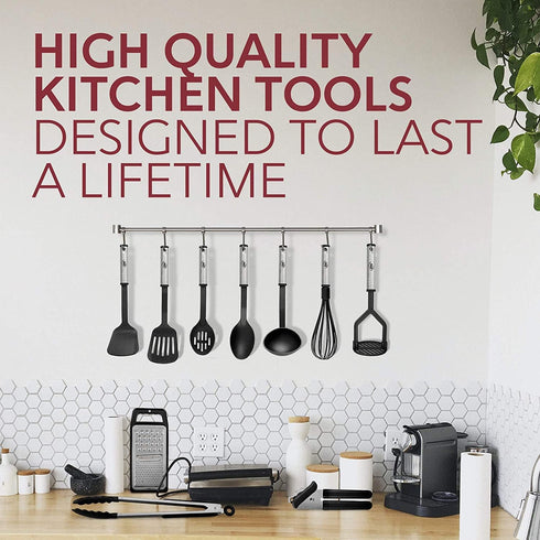 Kitchen Utensils Set - 24 PCS Nylon Cooking Utensils with Stainless Steel Handles - Heat Resistant Non-Stick Tools