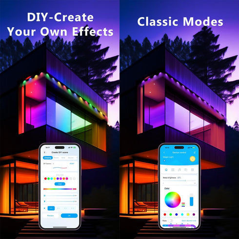 32.8ft,Smart 100 LEDs,130+ Modes,IP65 dalattin Led Lights RGB IIC Fairy Lights Holiday Scene Waterproof&Sync with Music