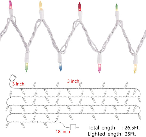 26.5 100 Count Set Easter Decorations Mini String Lights - feet Mini Light on White Wire Plug in End to End Connectable