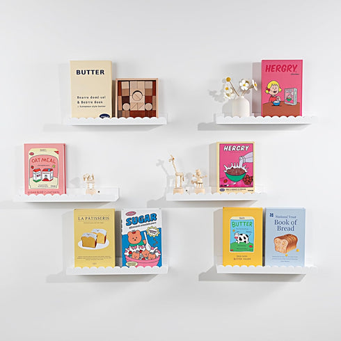 6-Pack 15.7 Inch 15.7'') NEXHOME RPO Pine Wood Floating Shelves for Wall, Kids Nursery Book Shelves, Multi-Scene Wall