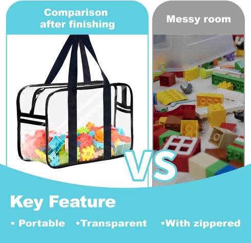 Ycchensying Game(1, Clear Toy Storage Bag with Zipper - Organizing Bags for Home Travel with Handles - for Building