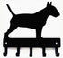 Bull Terrier Key Holder for Wall, Small 6 inch Wide with 5 Hooks, Made in USA