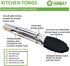 Mini Tongs with Silicone Tips, 7-Inch Kitchen Tongs, Set of 3 (Black)