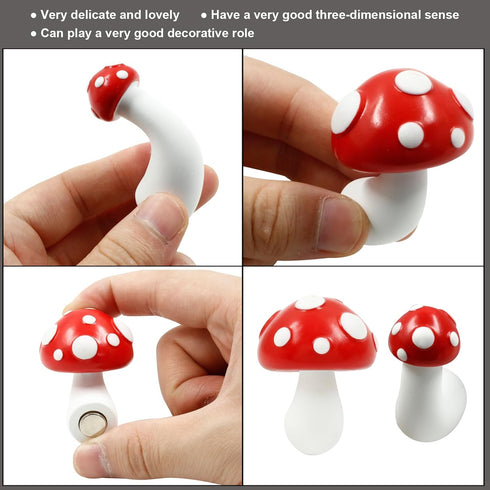3Pcs Red Mushroom Fridge Magnet, 3D Resin Decorative Refrigerator Magnets for Kitchen, Home, Office