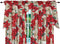 Violet Linen Decorative Christmas Printed Poinsettia Floral Design Kitchen Curtain Set, 3 Piece