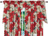 Violet Linen Decorative Christmas Printed Poinsettia Floral Design Kitchen Curtain Set, 3 Piece