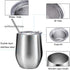 Stainless Steel Double Wall Insulated Wine Glasses with Lid for Coffee, Drinks, Champagne, Cocktails