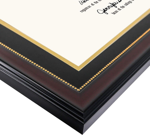 GraduatePro 8.5x11 Diploma Frame with Black Over Gold Mat, CPA License Frame, UV Protection Acrylic, Mahogany with Gold