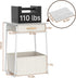 3-Tier Olldide Bedside Table with Storage, Modern Square Nightstand with Fabric Storage Basket & Drawers