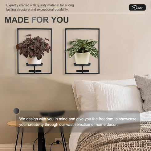 2-pack) Sisher Plant Stand Indoor Outdoor,Window Plant Shelf Picture Frame Wall Plant Stand Metal Wall Plant Shelf Ease