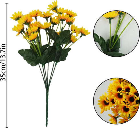 Uieke 6 Bundles Sunflowers Artificial Flowers - UV Resistant No Fade Fall Flowers, 24 Stems Greenery for Home Wedding
