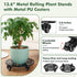 2 Packs 12 Inch Planterhoma Rolling Plant Stand with Wheels Metal Plant Caddy with Wheels Heavy Duty Plant Rollers