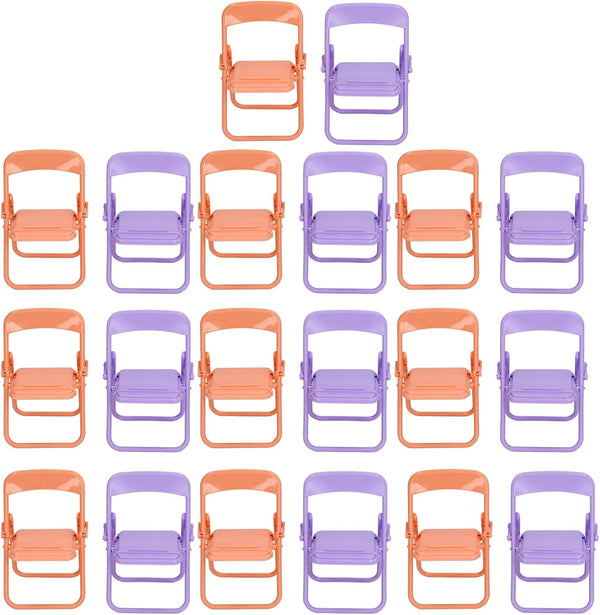 Phone Holder - 20Pcs Plastic Mini Chair Phone Stand, Foldable Vibrant Color Desktop Decoration for Home Travel Office