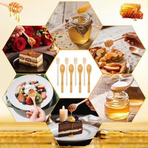 Ninsula 8PCS Set, 6.2 Inch Wooden Honey Dipper Honey Dipper Sticks Honey Spoon, Mini Honeycomb Stick for Evenly