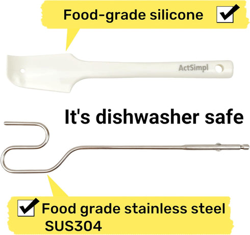 Peanut Butter Stirrer with a Silicone Spatula, Stainless Steel Natural Peanut Butter Stirrer Tool for Hand Mixers