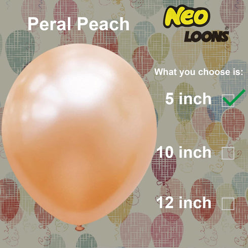 100 pcs 5" Pearl Peach Premium Latex Balloons, Great for Birthdays, Weddings, Baby Showers, Celebrations
