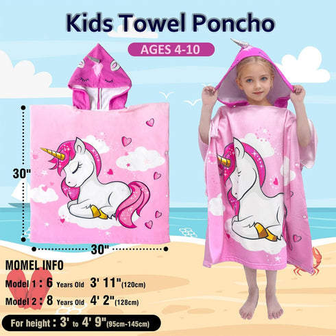 4 10 30x30 growell Hooded Kids Beach Towels - Toddler Bath Towel Girls Boys Swim Cover-ups for Ages to Kids Pool Towels