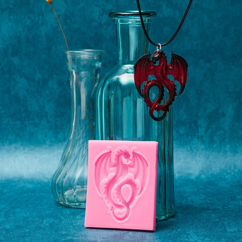 2 Pieces Dragon Silicone Mold, Cute Animal Dragon Fondant Mold for Cake Decorating and Polymer Clay