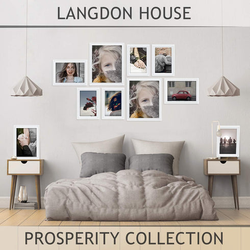 Langdon House 5x7 Picture Frames (White, 12 Pack), Contemporary Frame Set for Wall Mount or Table Top, Prosperity