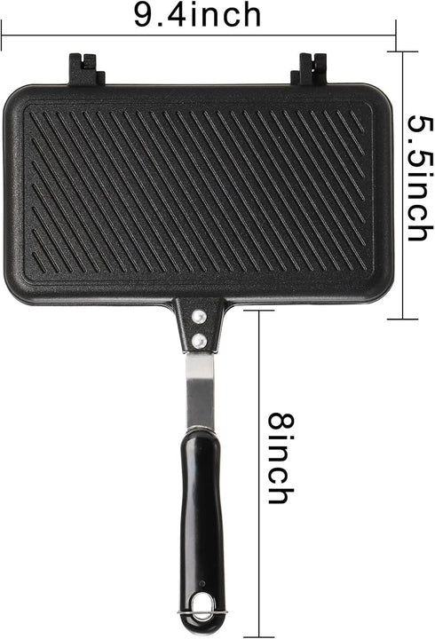 SOUJOY Sandwich Maker, Non-stick Grill Panini Maker Pan with Handle, Stovetop Toasted Aluminum Flip Pan Indoor Outdoor Home Kitchen Breakfast by SOUJOY