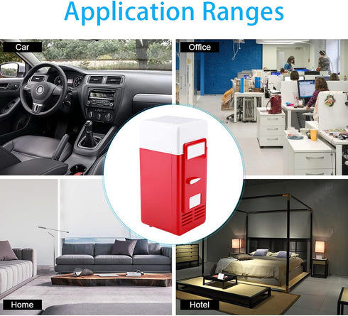 LED Mini USB Refrigerator for Bedroom, Car Mini Fridge, Can Refrigerate and Heat Drinks, Red