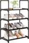 Yegazte Upgrade Stackable Small Shoe Rack, 4-Tier Shoe Shelf Storage Organizer with Handle