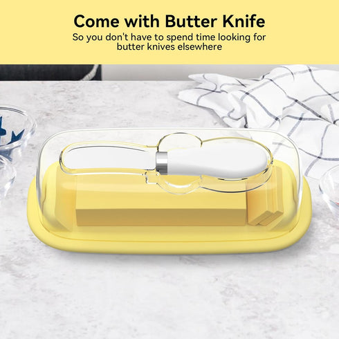 XICVIC Countertop Butter Dish with Lid and Knife for and Refrigerator, Butter Stick Holder with Airtight Transparent