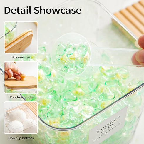 3+1 Pack Laundry Pods Container & Dryer Sheet Holder, Acrylic Square Laundry Room Organization and Storage Jars