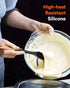 Large Silicone Cooking Spoons, Nonstick Solid Wooden Handle, Heat Resistant Kitchen Spoons for Cooking & Serving