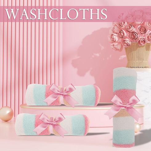 PHOGARY Set 6 Pack 6"x8" Washcloth Small Hand Towels for Face Body Bathroom, Super Absorbent & Soft Coral Fleece Facial