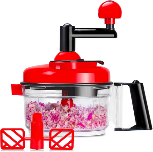Cambom Manual Food Chopper, Vegetable Chopper Hand Food Processor with Clear Container 1200ml BPA Free