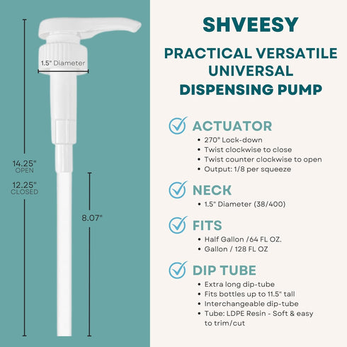 Gallon Pump Dispenser for Plastic or Glass Bottles, Heavy-Duty Leak Proof for Household and Commercial Use (Pack of 2)